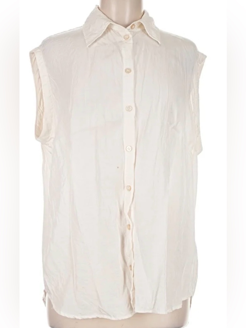 H&M Sleeveless Button-Front Shirt - Cream